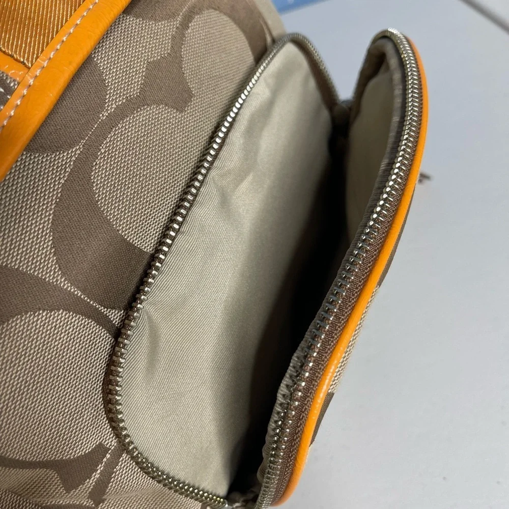 Coach signature pumpkin orange/ Tan adjustable Backpack and Wallet Set with tags